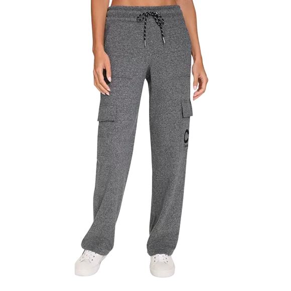 Calvin Klein Women's Active Embroidered-Logo Cargo Pants BLK HEATHER NWT SIZE L - Picture 1 of 10